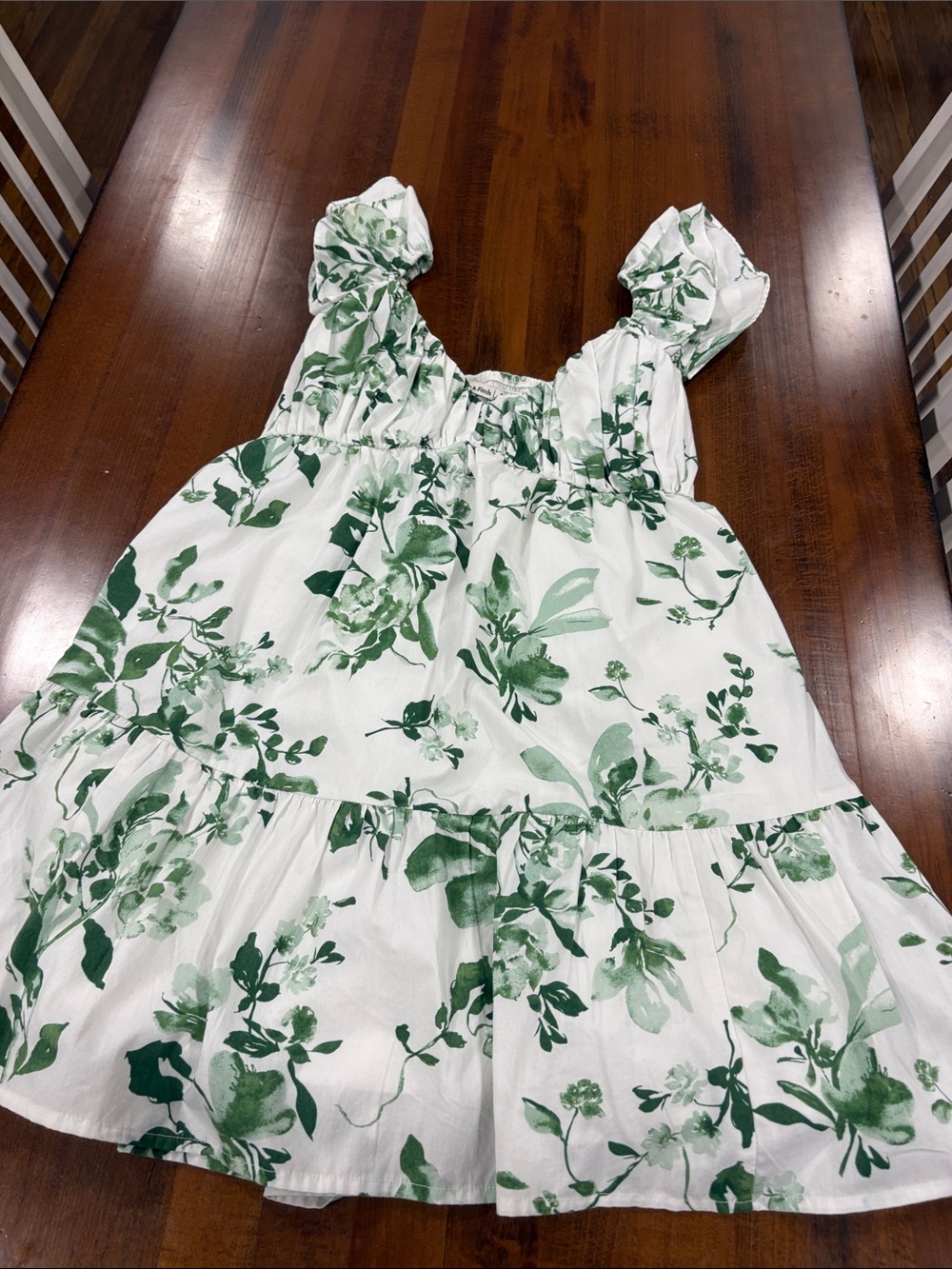 Abercrombie & Fitch White Mini Dress with Green Botanical Print